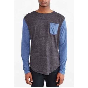 Color Block Long Sleeve Pocket Tee, L